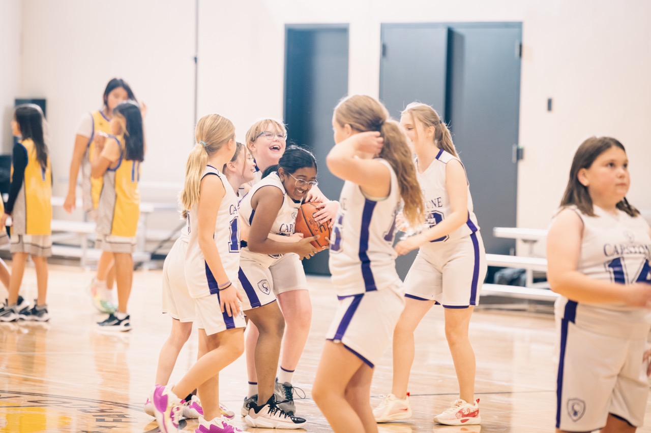 Girls playing basketball