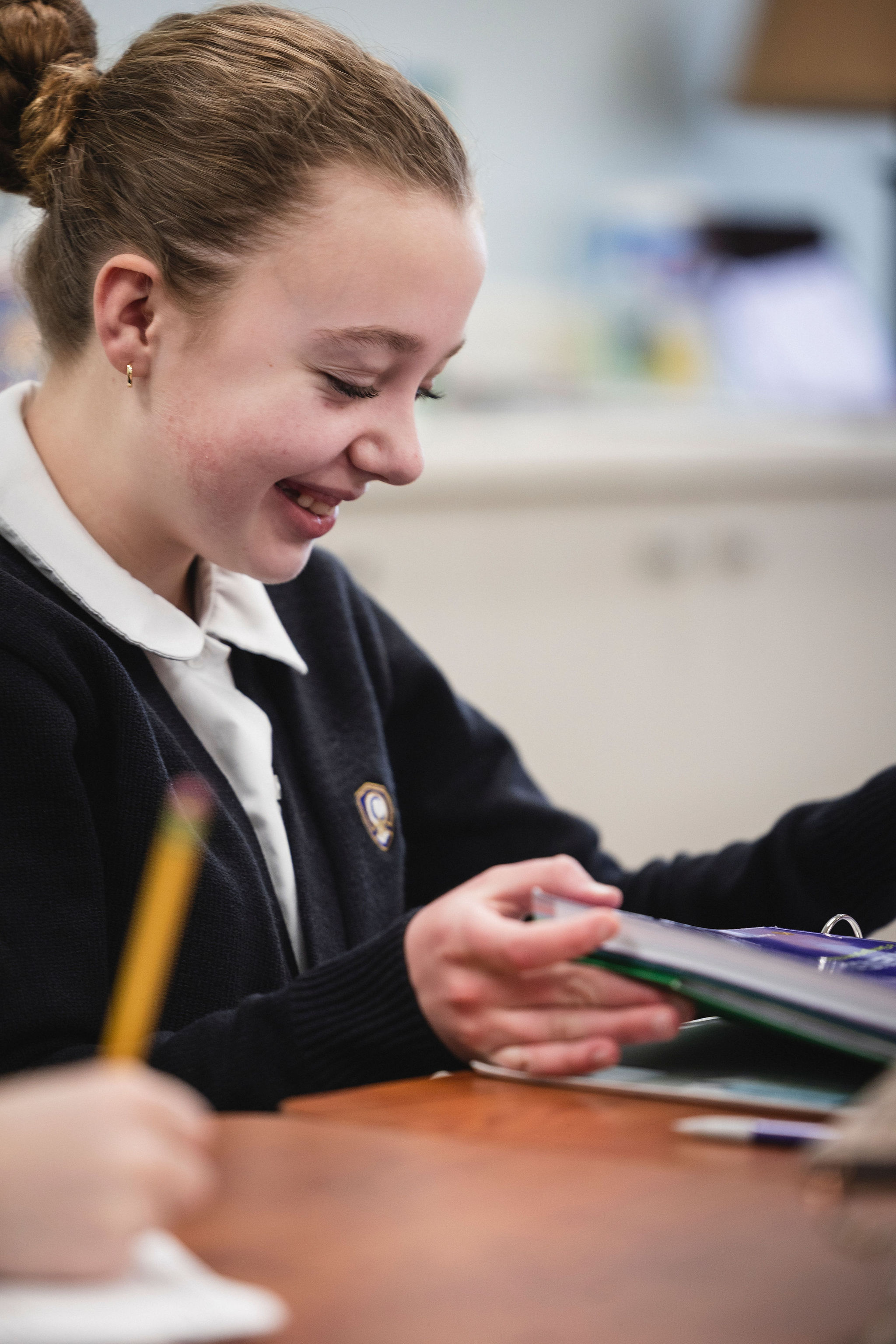 upper school girl smiling