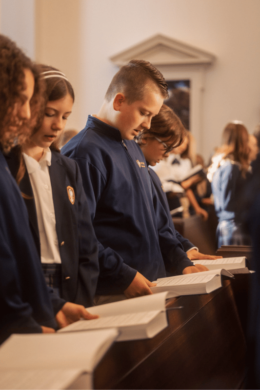 Young Man Reading in Chapel